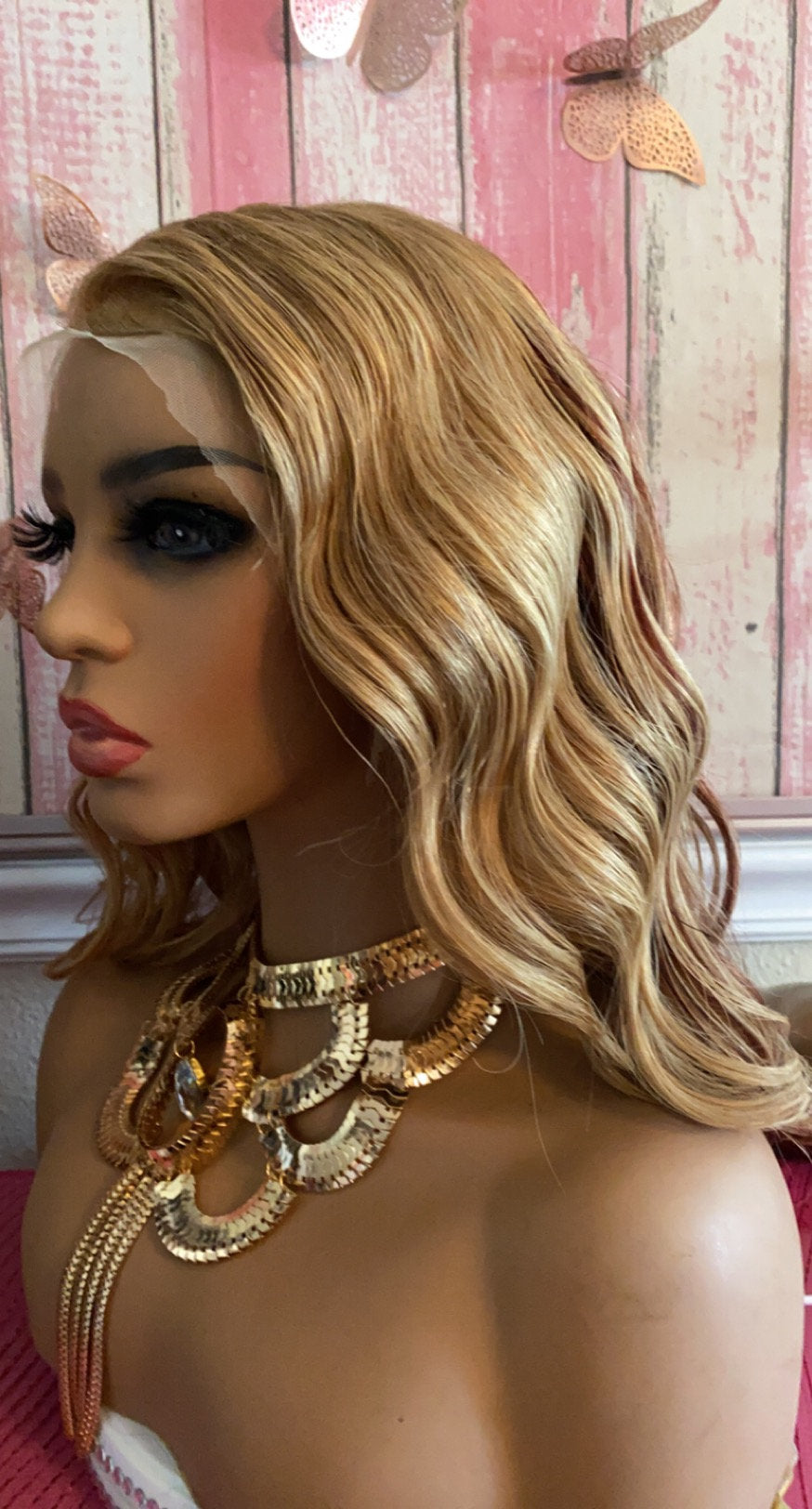 Ronnie-  100% Human Hair Balayage Lace Front 14 Inch 27/350 color