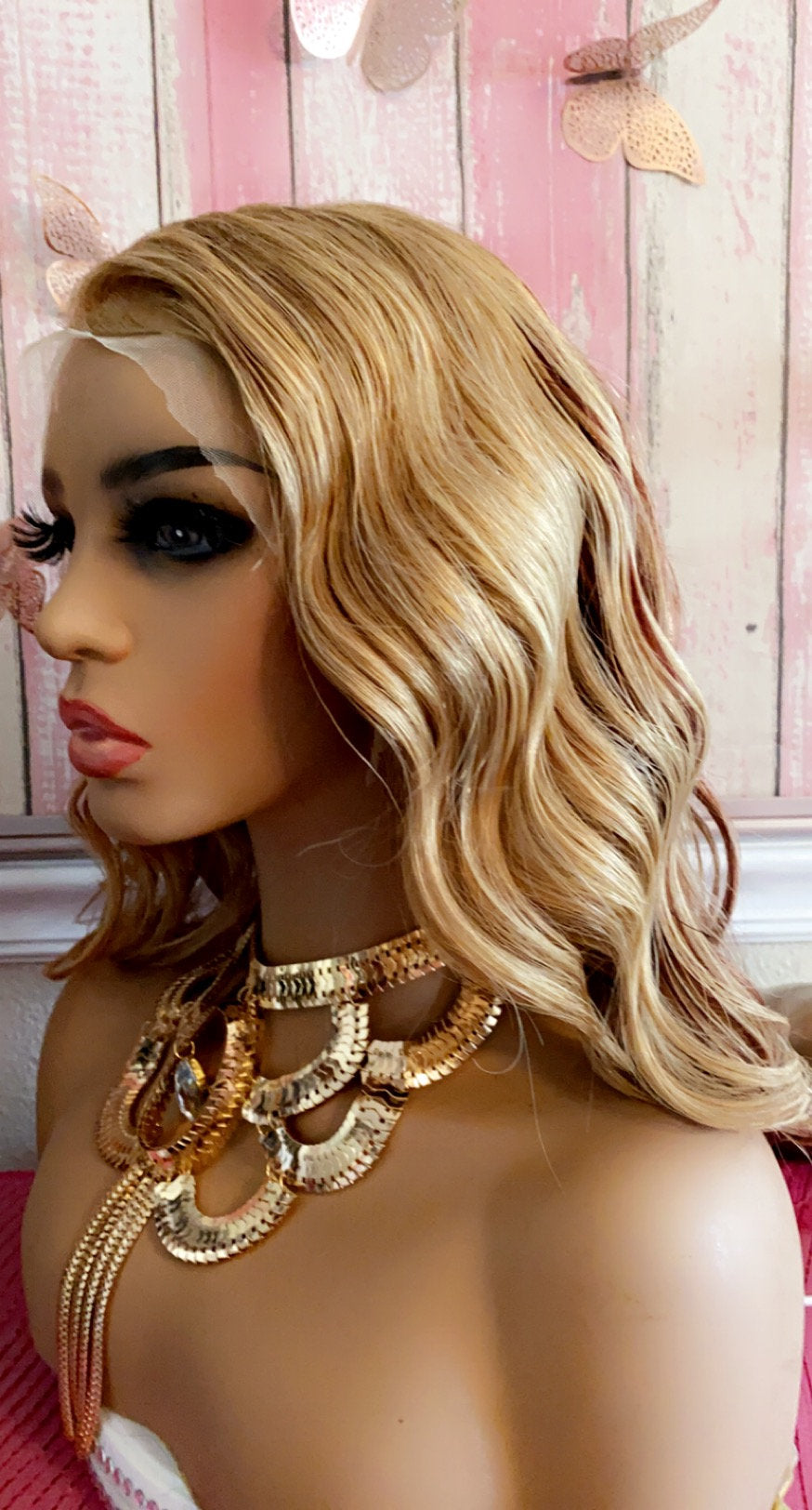 Ronnie-  100% Human Hair Balayage Lace Front 14 Inch 27/350 color