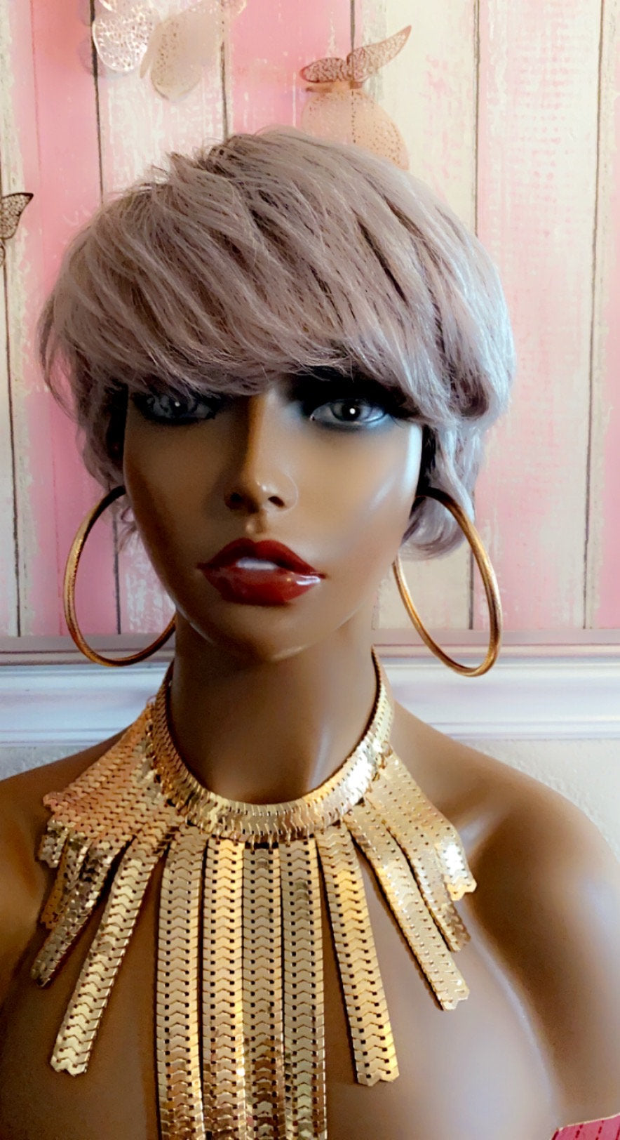 Chancee-  100% Human Hair (No Lace) Ombre 1B/Gray Pixie Wig