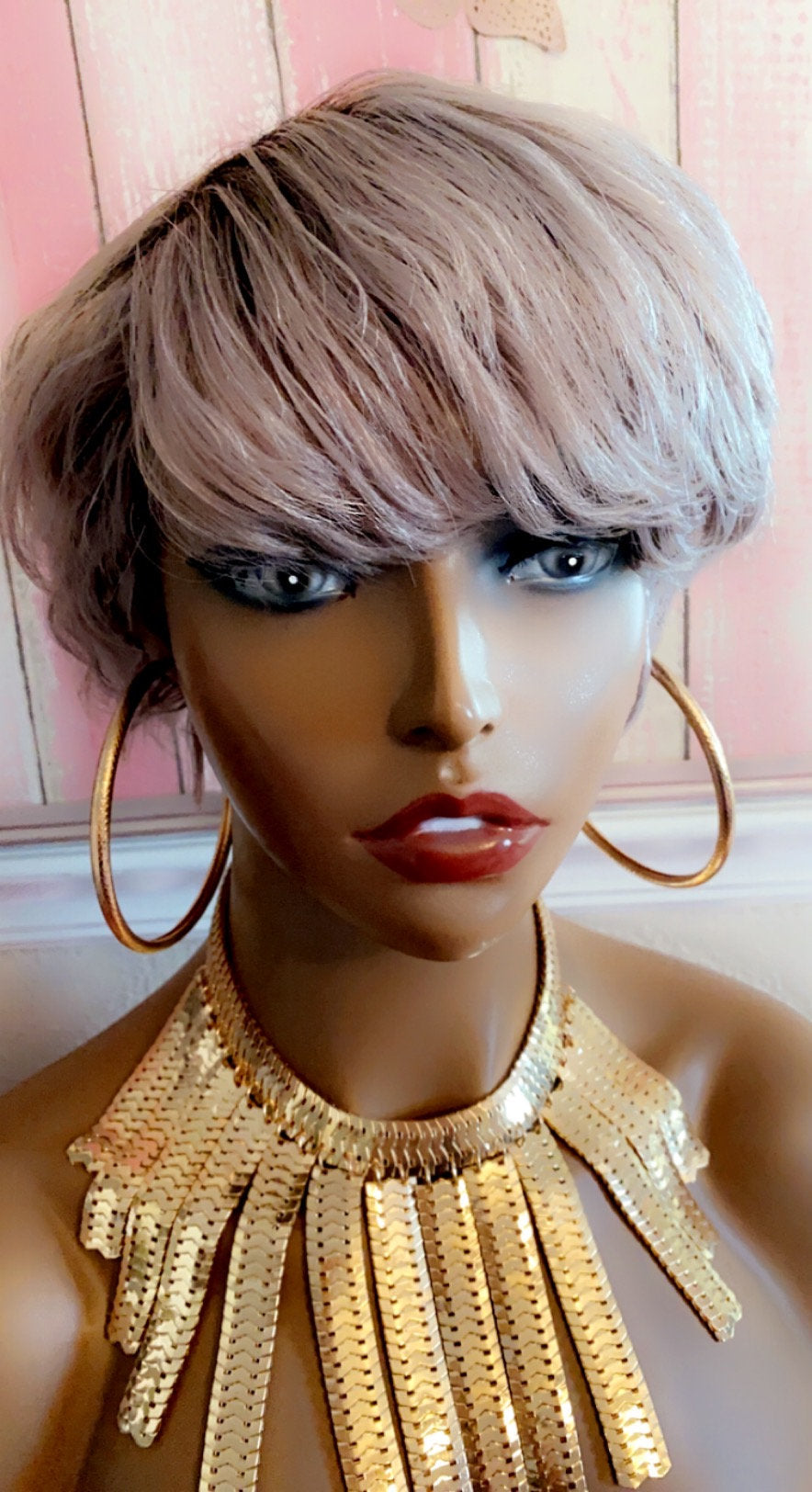 Chancee-  100% Human Hair (No Lace) Ombre 1B/Gray Pixie Wig
