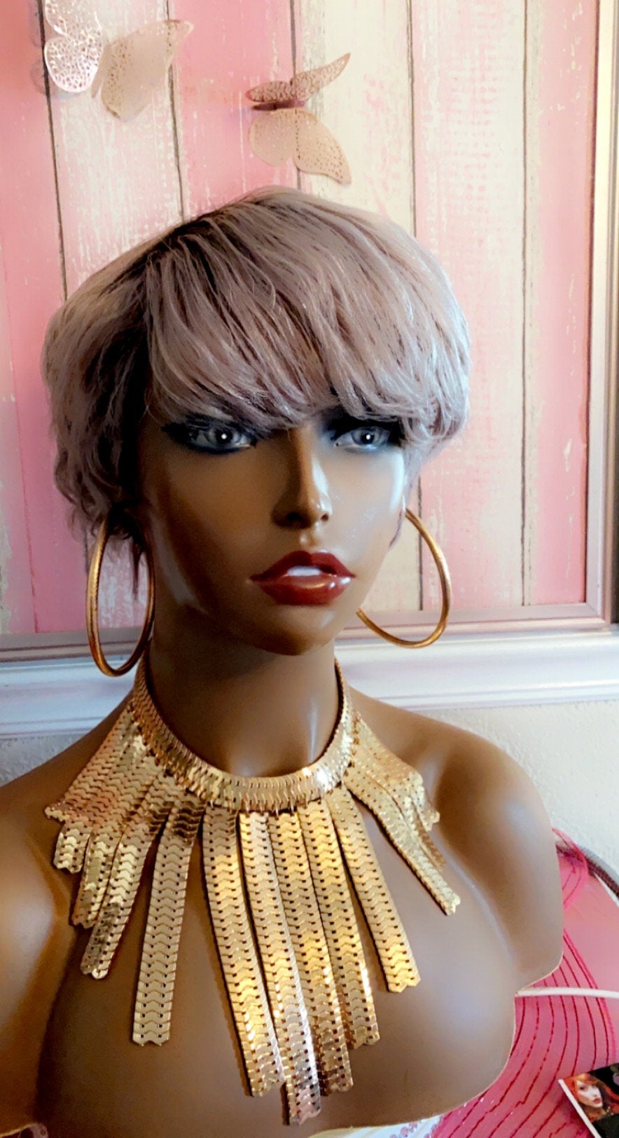 Chancee-  100% Human Hair (No Lace) Ombre 1B/Gray Pixie Wig