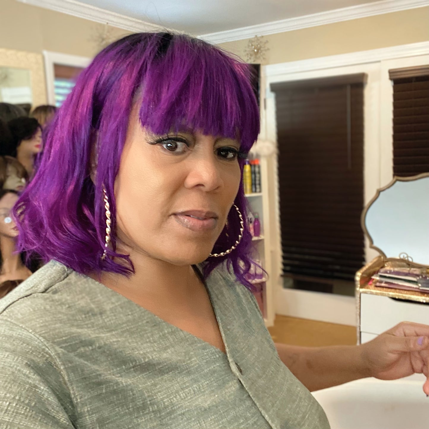 Twawna’ purple Bob Style 100% Human Hair (No Lace)