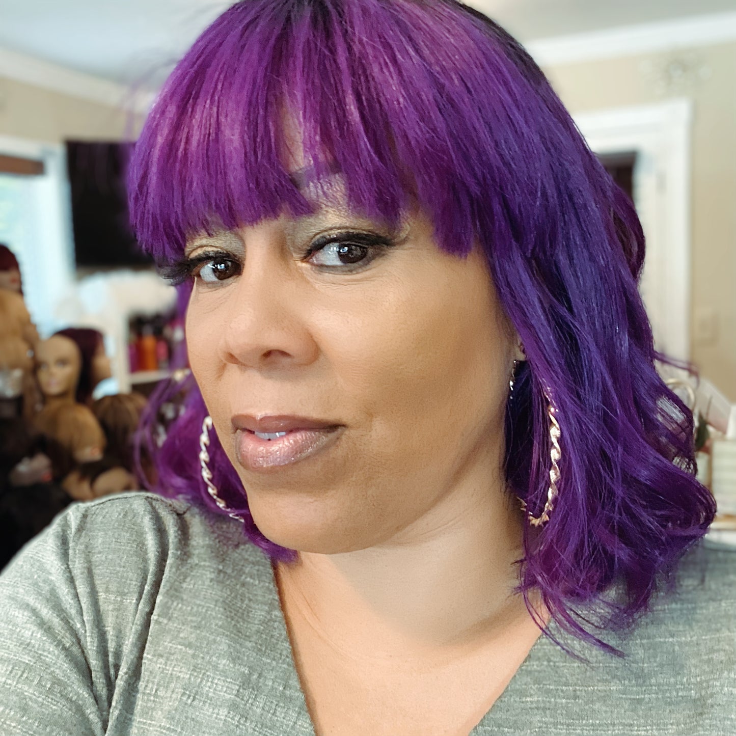 Twawna’ purple Bob Style 100% Human Hair (No Lace)