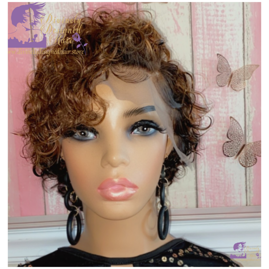 Ariel -  6 Inch Pixie Curly style, 100% Human Hair Lace Front