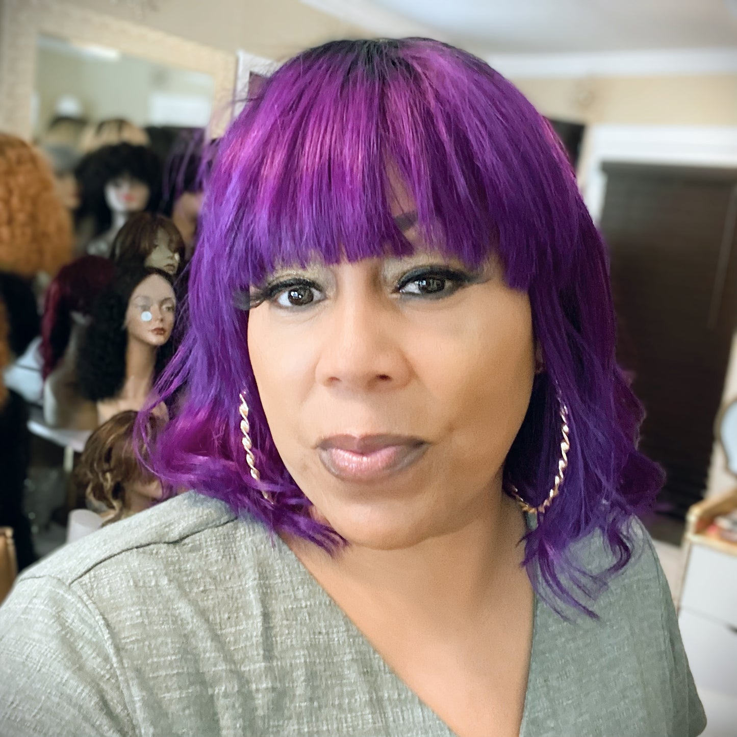 Twawna’ purple Bob Style 100% Human Hair (No Lace)