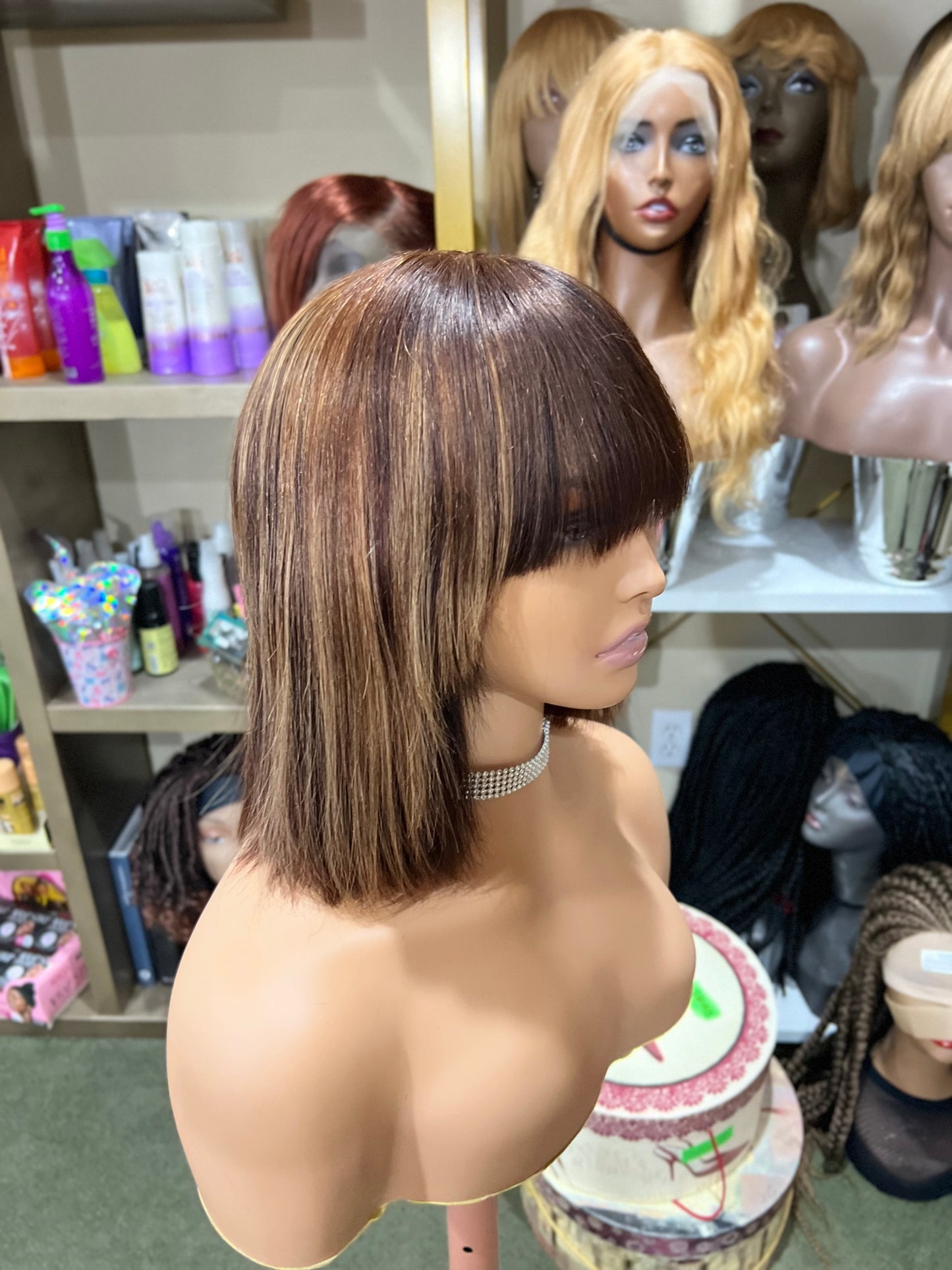 Princee’  Curtain Bang style Silky Straight balayage 100% Human Hair (No Lace)