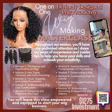 Load image into Gallery viewer, Beginner Wig Making Class $895 with $200 off full payment with early bird registration until May 10, 2024.
