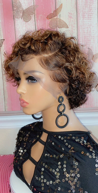 Ariel -  6 Inch Pixie Curly style, 100% Human Hair Lace Front