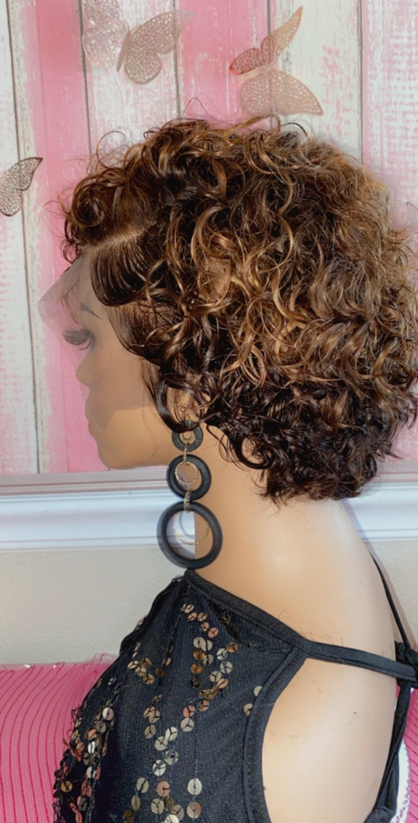 Ariel -  6 Inch Pixie Curly style, 100% Human Hair Lace Front