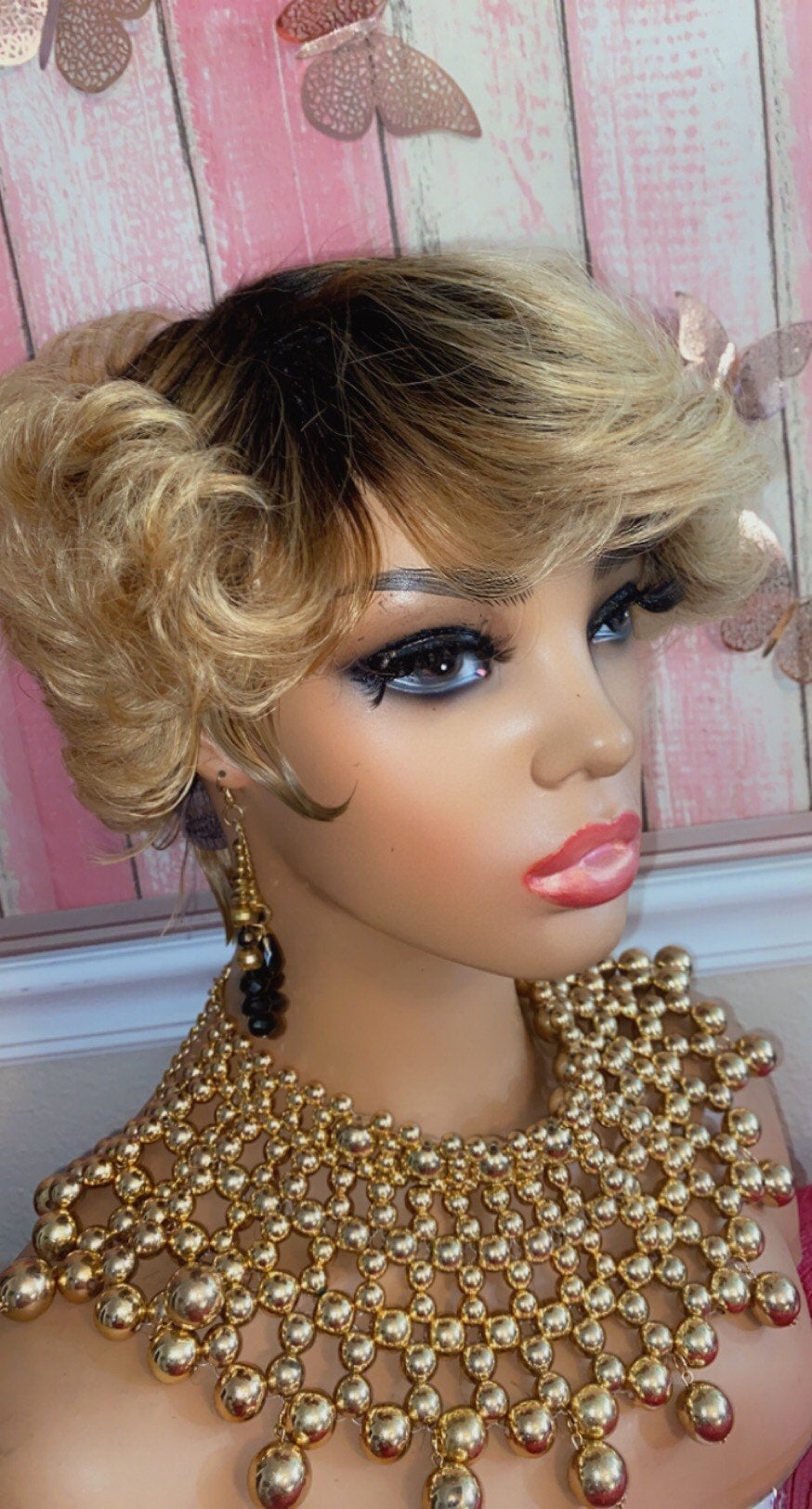 Ramos- 100% Human Hair (No Lace) Pixie Ombré Wig