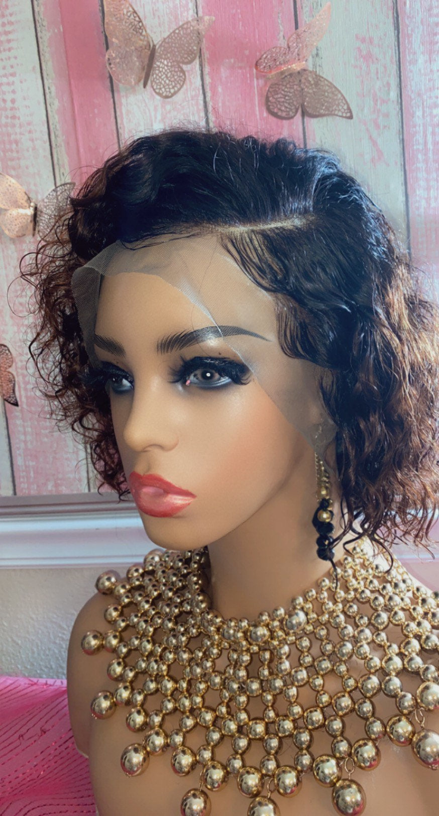 Shyna'' 8 Inch Bob cut lace front wig, 100% Human Hair