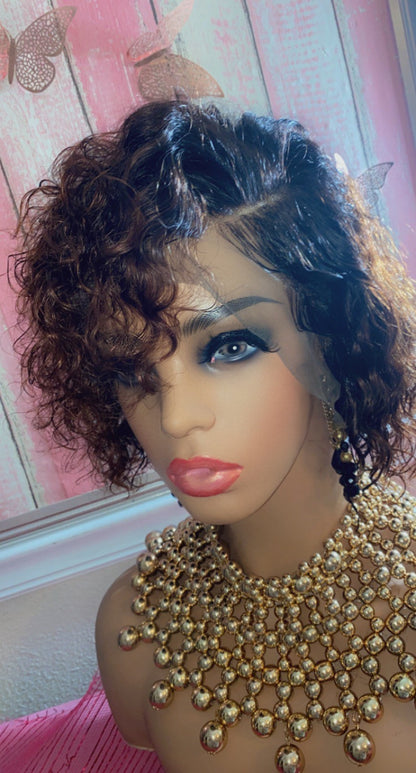 Shyna'' 8 Inch Bob cut lace front wig, 100% Human Hair