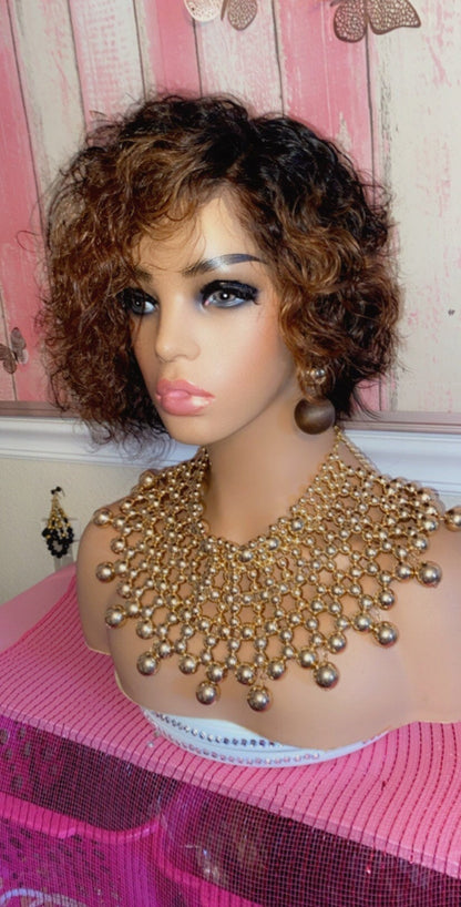 Kaleah ’ -  8 Inch Pixie Curly style, 100% Human Hair Lace Front