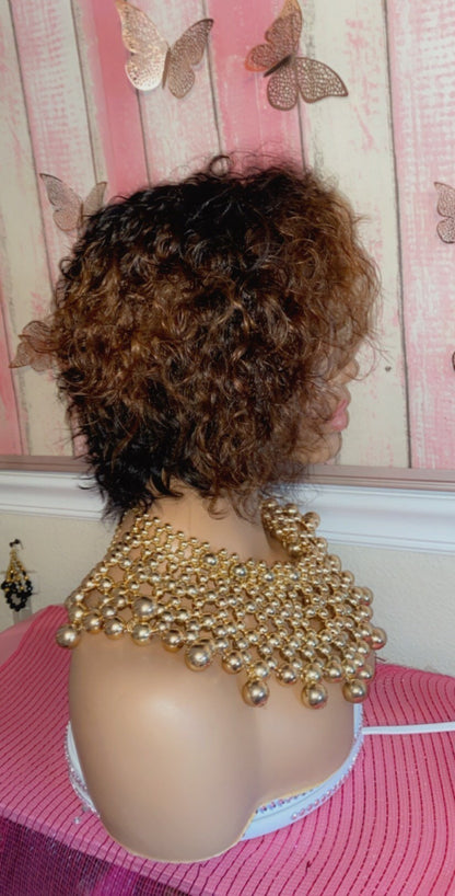 Kaleah ’ -  8 Inch Pixie Curly style, 100% Human Hair Lace Front