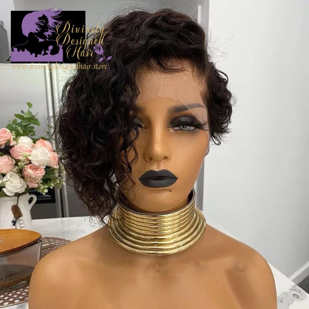 Porsha- Deep Wave Bob Style Lace Front, 100% Human Hair,   8 Inch