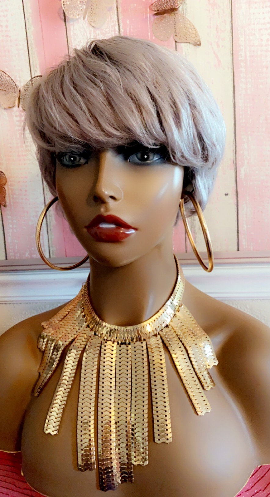 Chancee-  100% Human Hair (No Lace) Ombre 1B/Gray Pixie Wig