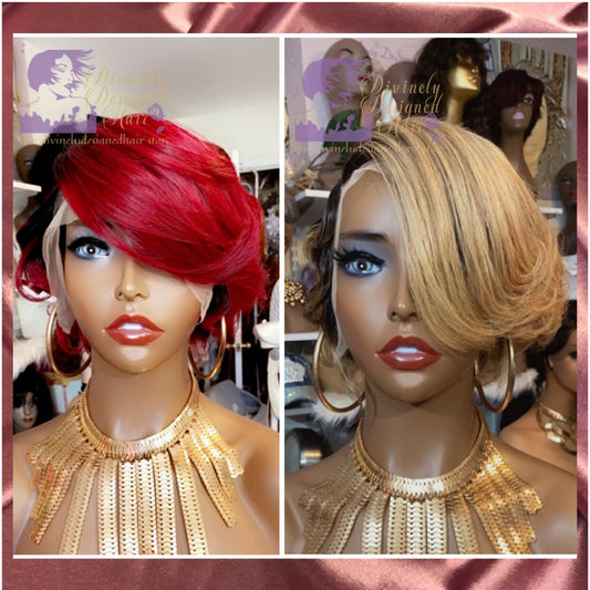 Nikki-  6 Inch Pixie Style, 100% Human Hair Lace Front