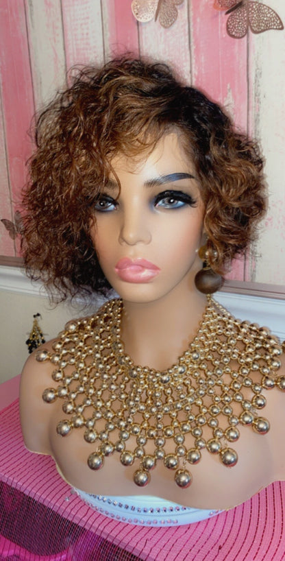 Kaleah ’ -  8 Inch Pixie Curly style, 100% Human Hair Lace Front