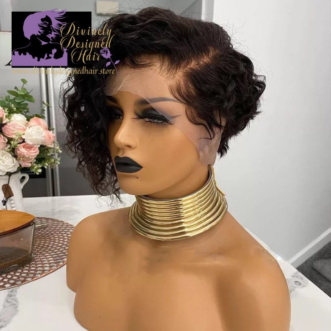 Porsha- Deep Wave Bob Style Lace Front, 100% Human Hair,   8 Inch