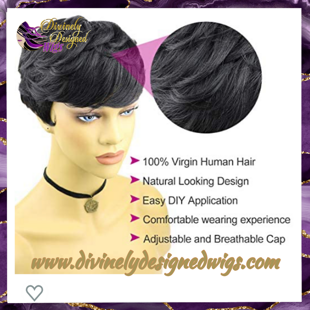 Larissa- 100% Human Hair (No Lace) Pixie Ombré Wig