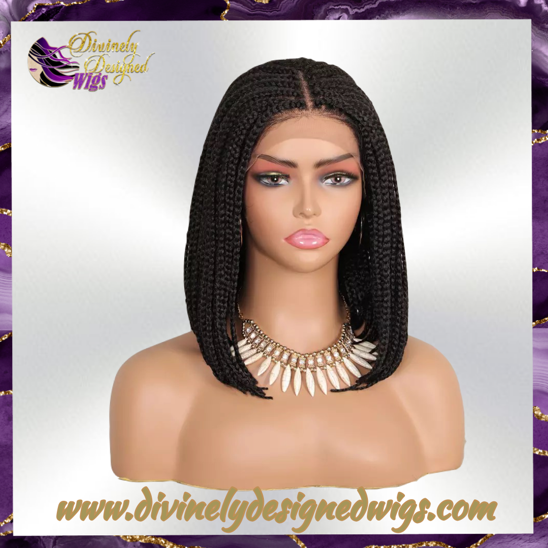 Lark -  12 Inch  braided bob style, Synthetic Lace Front Closure