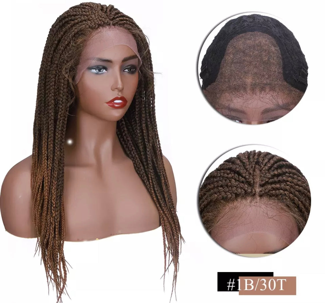 Layna -  25 Inch box braided style, Synthetic Lace Front Closure