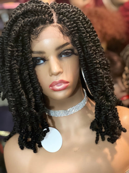 Carly -  18 Inch  twist braided style, Synthetic Lace Front Closure