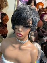 Load image into Gallery viewer, Blissy -  100% Human Hair (No Lace) Salt and Pepper Pixie Wig
