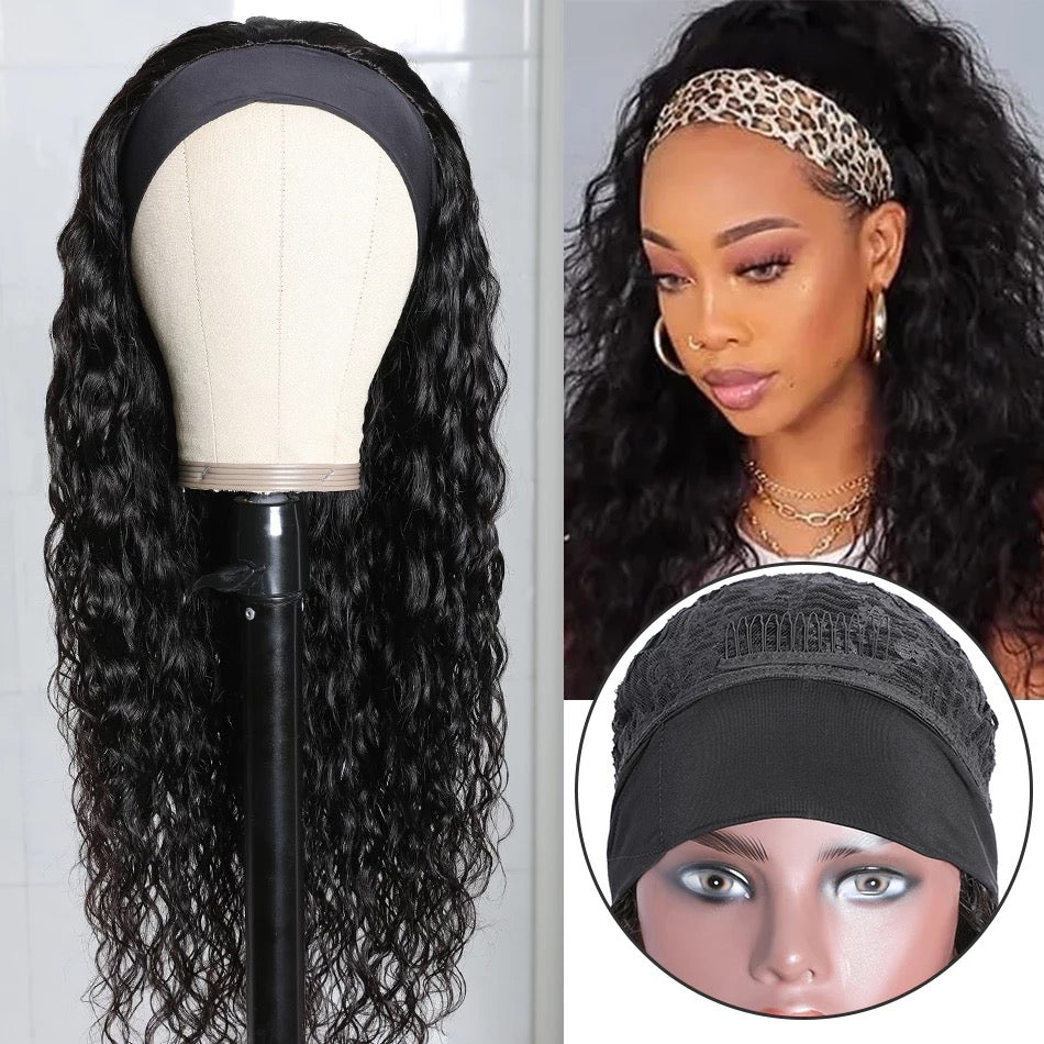 Zelle- Headband Style No Lace WATER WAVE , 100% Human Hair