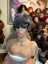 Load image into Gallery viewer, Blissy -  100% Human Hair (No Lace) Salt and Pepper Pixie Wig
