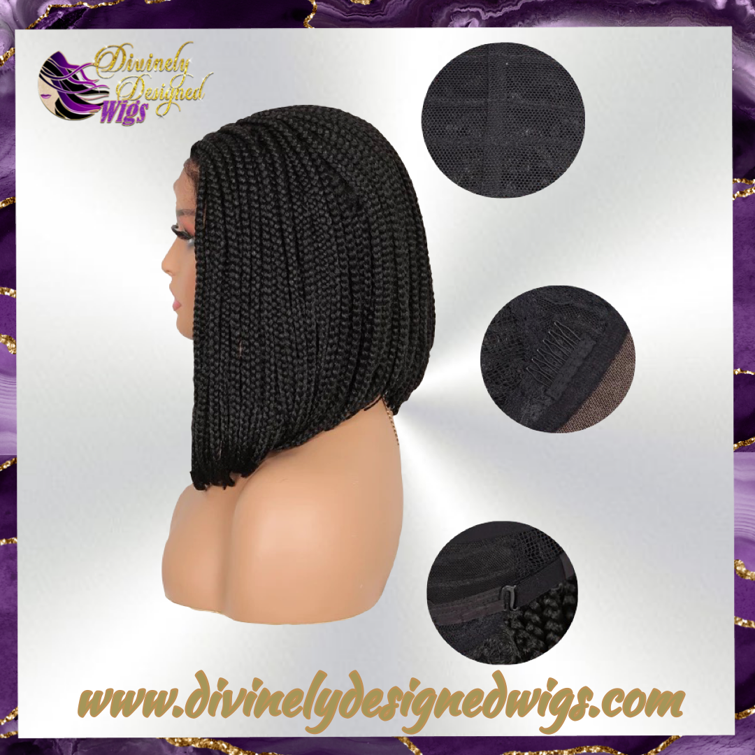 Lark -  12 Inch  braided bob style, Synthetic Lace Front Closure