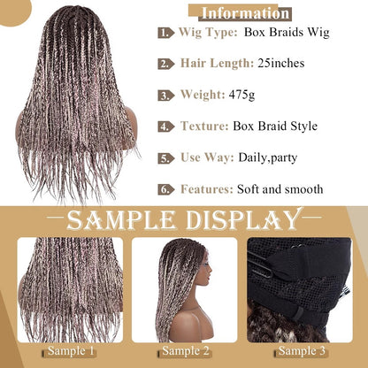 Layna -  25 Inch box braided style, Synthetic Lace Front Closure