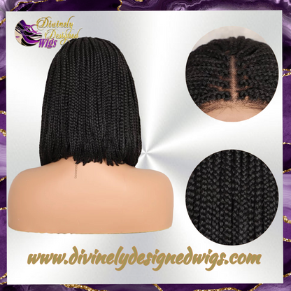 Lark -  12 Inch  braided bob style, Synthetic Lace Front Closure