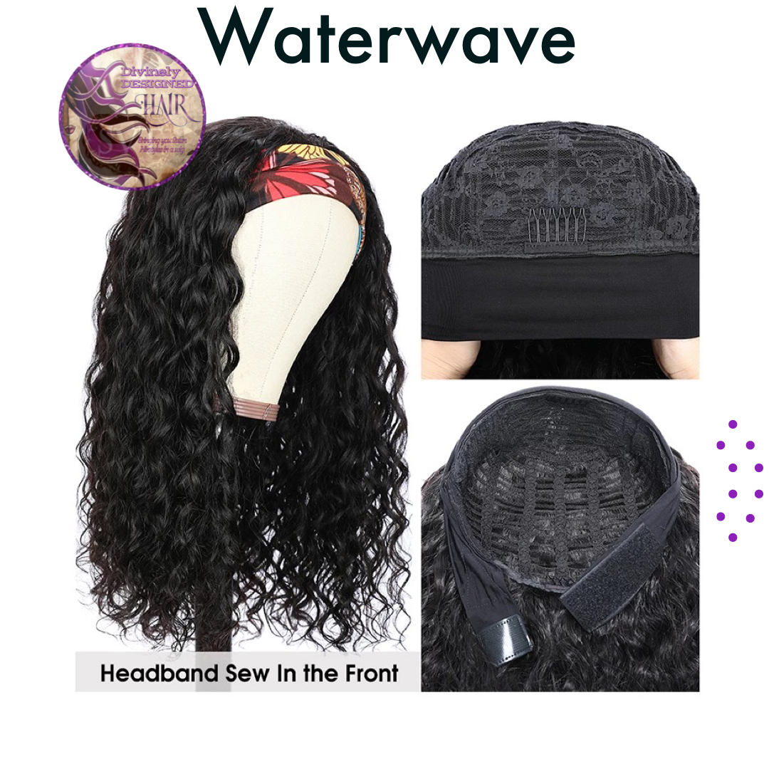 Zelle- Headband Style No Lace WATER WAVE , 100% Human Hair