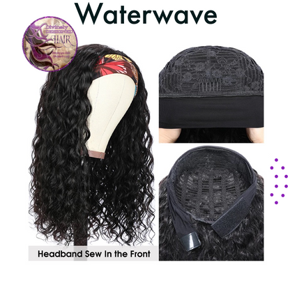 Zelle- Headband Style No Lace WATER WAVE , 100% Human Hair