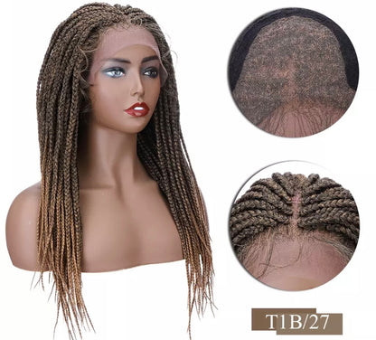 Layna -  25 Inch box braided style, Synthetic Lace Front Closure