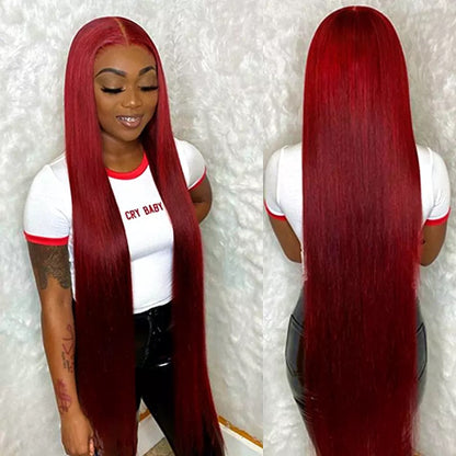 Priella’ Silky Straight burgundy 13x6, ( Diamond Line )