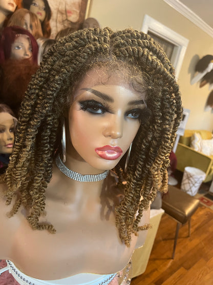 Carly -  18 Inch  twist braided style, Synthetic Lace Front Closure