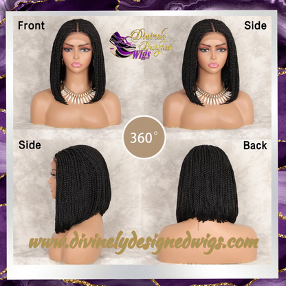 Lark -  12 Inch  braided bob style, Synthetic Lace Front Closure