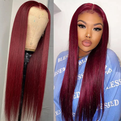 Priella’ Silky Straight burgundy 13x6, ( Diamond Line )