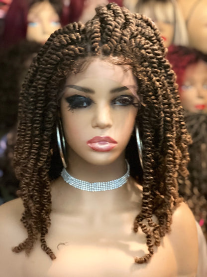 Carly -  18 Inch  twist braided style, Synthetic Lace Front Closure