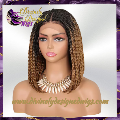 Lark -  12 Inch  braided bob style, Synthetic Lace Front Closure