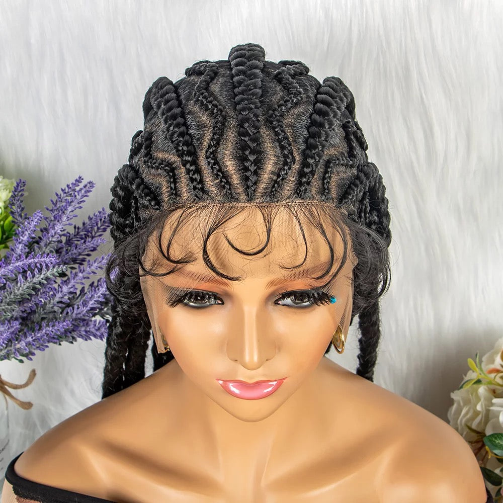 Kellie-  25 Inch Long Curly African Hair Faux Locs Goddess Braided Wigs (PRE-ORDER)