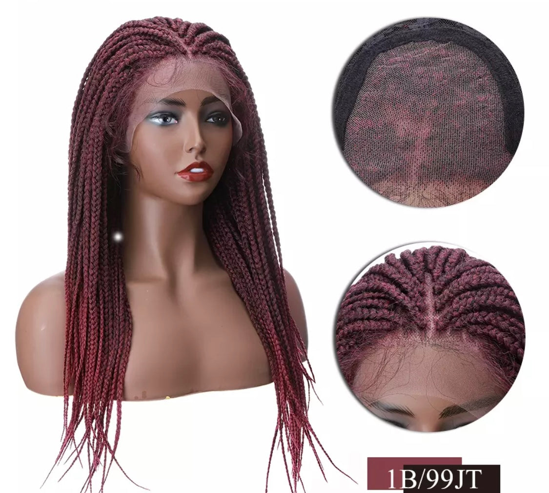 Layna -  25 Inch box braided style, Synthetic Lace Front Closure